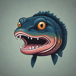 A vector art style illustration of an angry snakehead fish