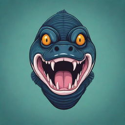 A vector art style illustration of an angry snakehead fish