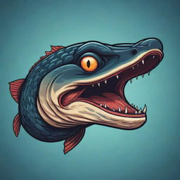 A vector art style illustration of an angry snakehead fish