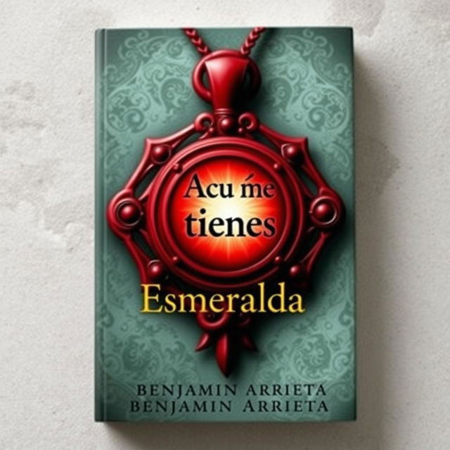 A captivating book cover design featuring a prominent red amulet at the center