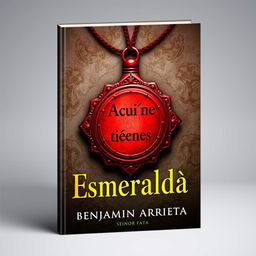 A captivating book cover design featuring a prominent red amulet at the center