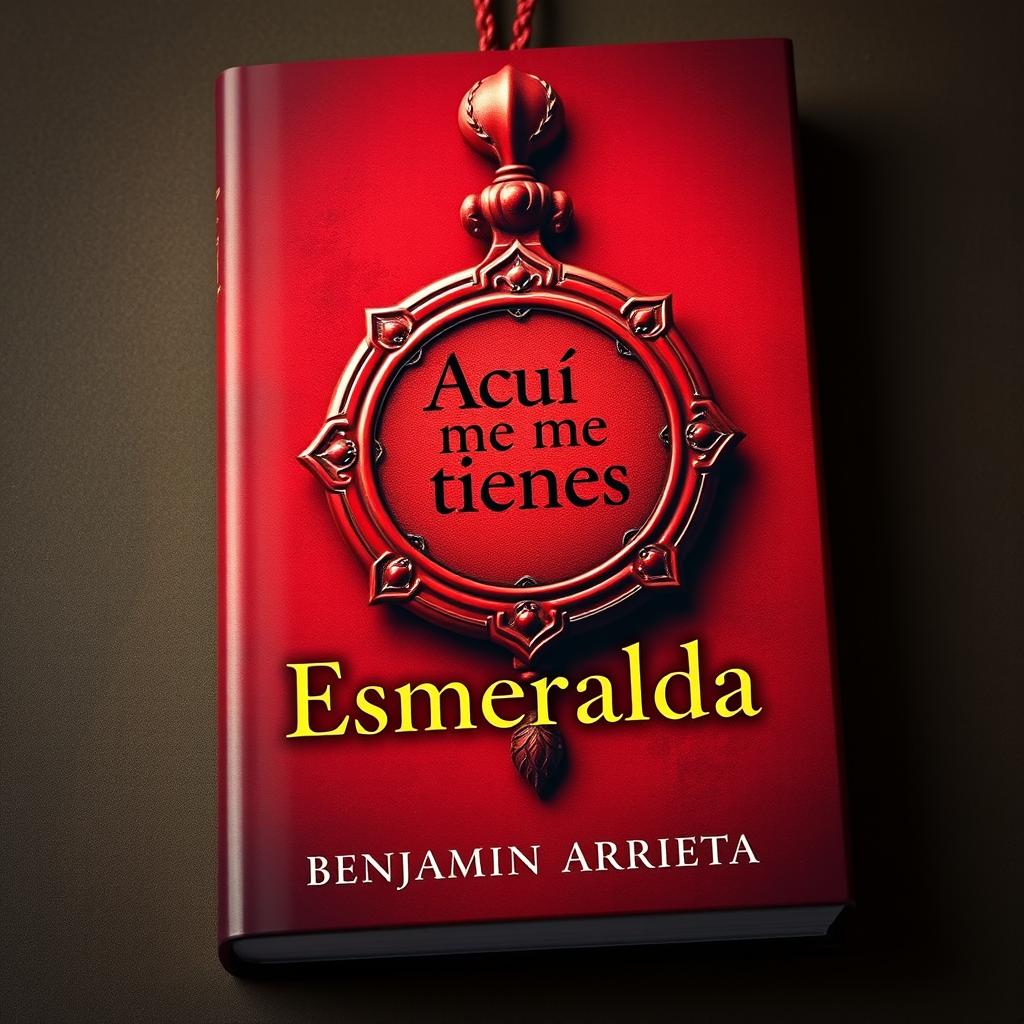 A captivating book cover design featuring a prominent red amulet at the center