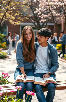 A heartwarming scene depicting a love story between two high school teenagers