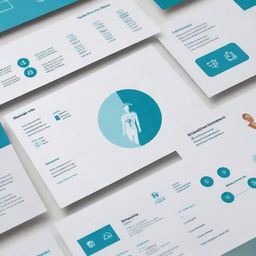 A sleek, professional PowerPoint presentation design reflecting the theme of medicine, containing symbols and illustrations related to healthcare and medicine