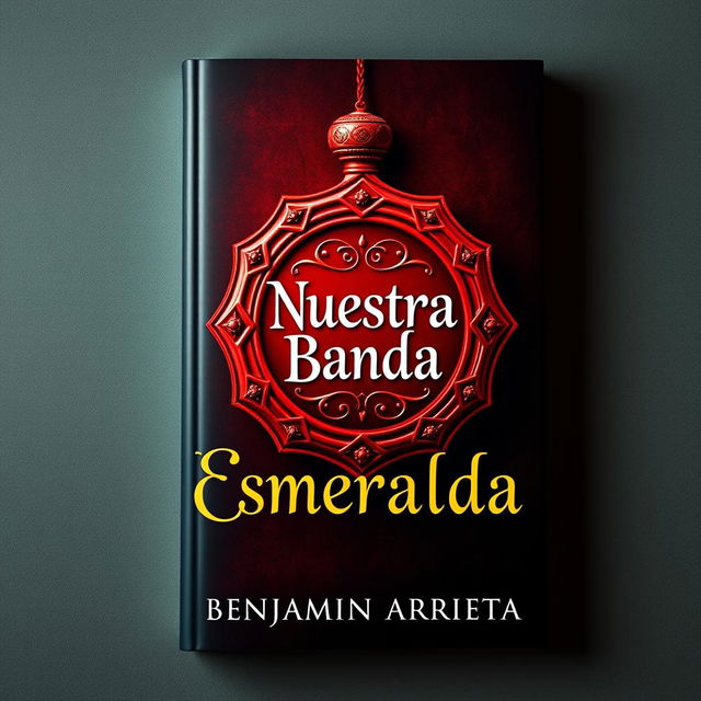 A striking book cover design featuring a vibrant red amulet prominently displayed at the center