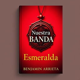 A visually striking book cover design featuring a prominent red amulet at the center