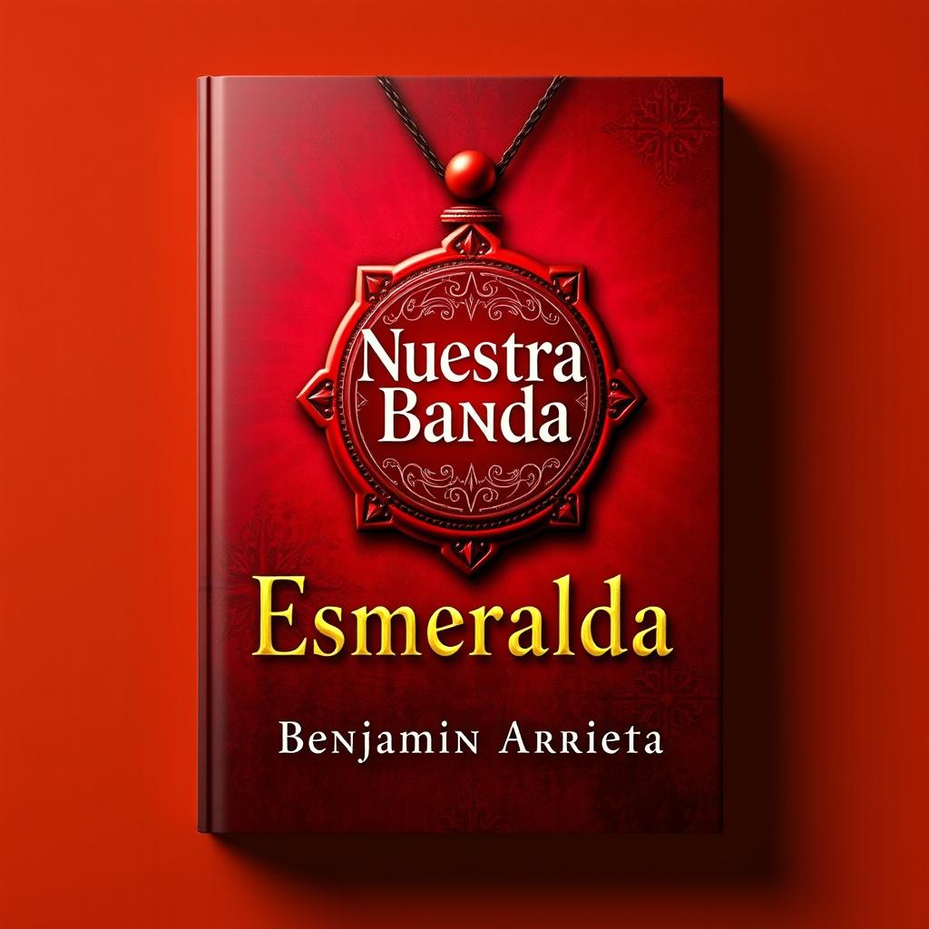 A visually striking book cover design featuring a prominent red amulet at the center