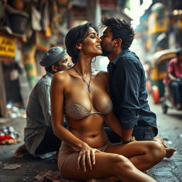 A sensual portrayal of a captivating woman resembling an actress, exuding confidence and allure
