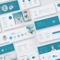 An expertly designed, captivating template for a medical-themed PowerPoint presentation integrating related medical graphics, icons, and infographics