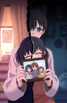 An anime-style illustration depicting a broken family dynamic