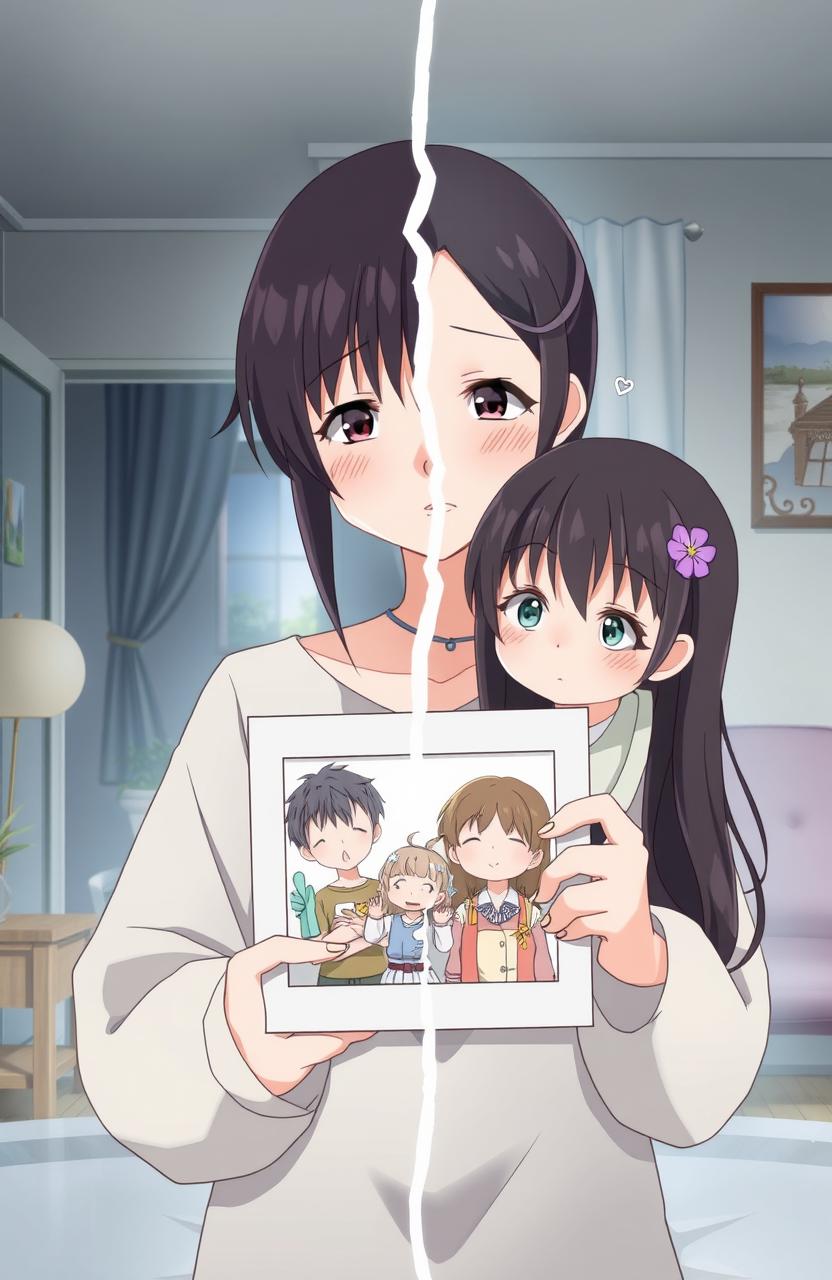 An anime-style illustration depicting a broken family dynamic