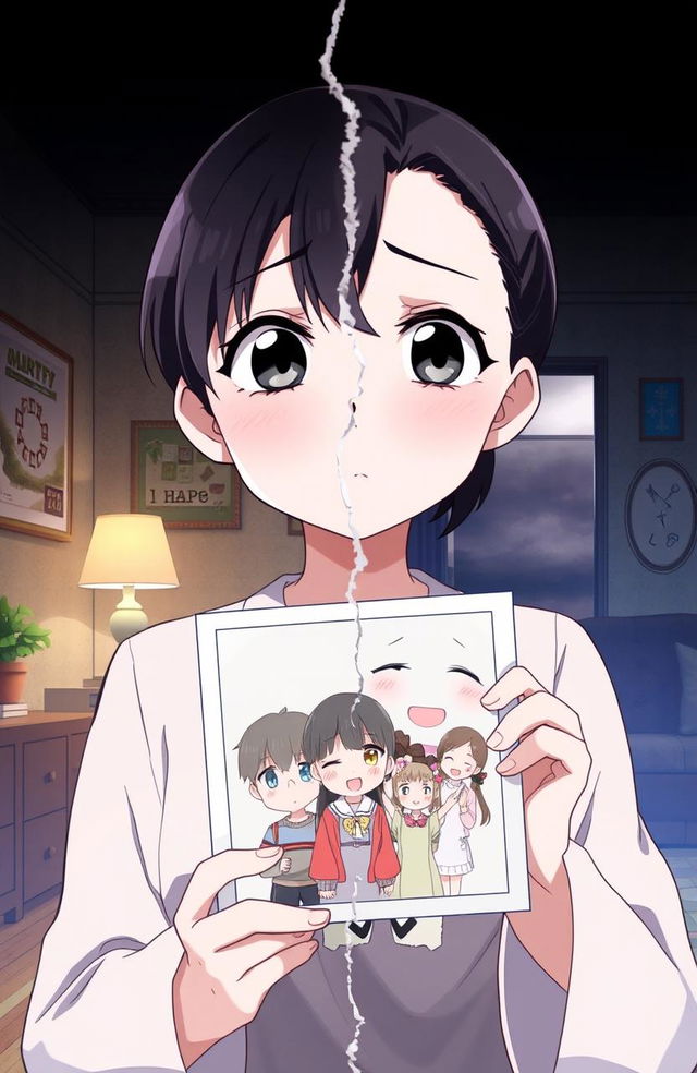 An anime-style illustration depicting a broken family dynamic