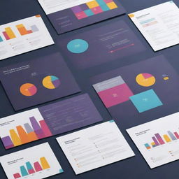 Elegant presentation design with a blend of vibrant colors and engaging graphics, displaying key data and information