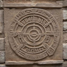 Mayan glyph intricately inscribed in weathered stone with authentic details and ancient symbolism