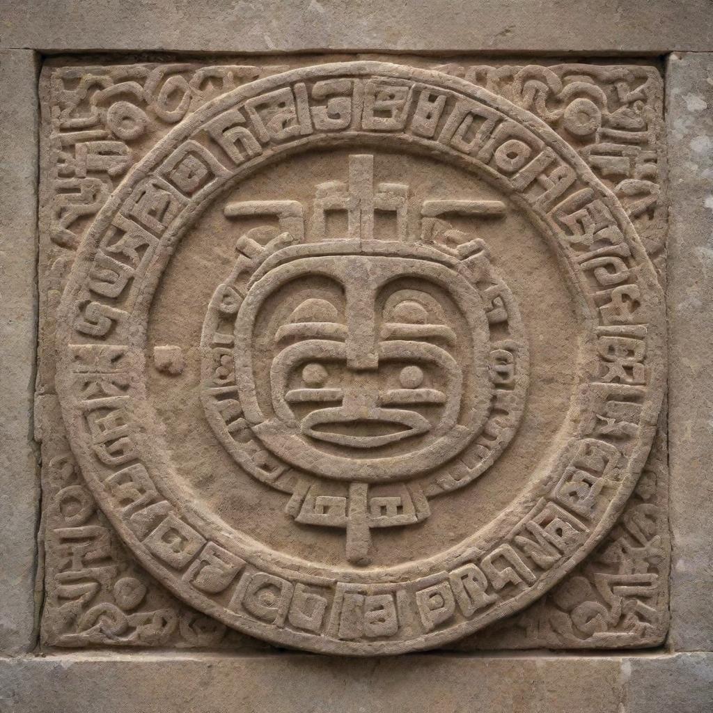 Mayan glyph intricately inscribed in weathered stone with authentic details and ancient symbolism