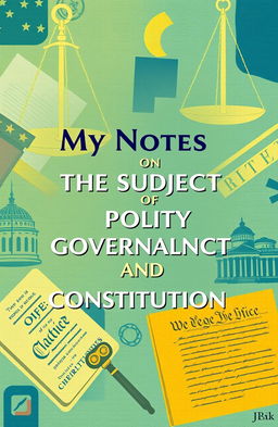 A vibrant book cover design for the title 'My Notes on the Subject of Polity Governance and Constitution'