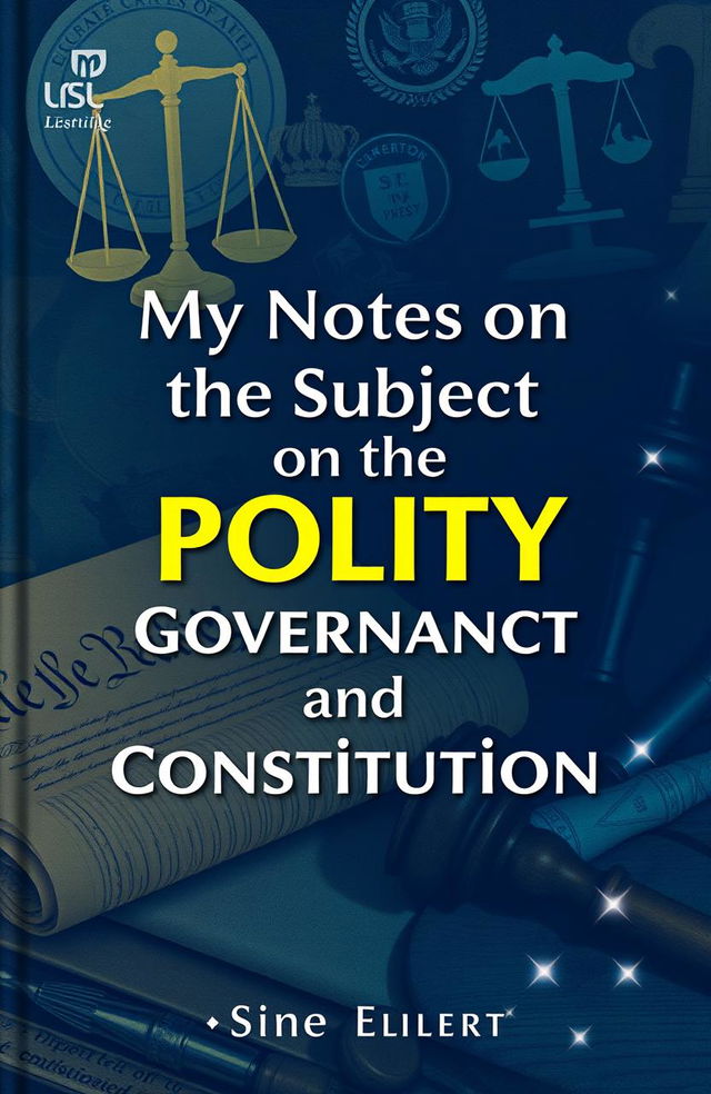 A vibrant book cover design for the title 'My Notes on the Subject of Polity Governance and Constitution'