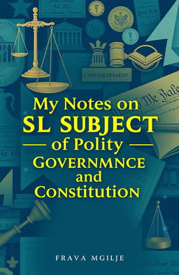 A vibrant book cover design for the title 'My Notes on the Subject of Polity Governance and Constitution'