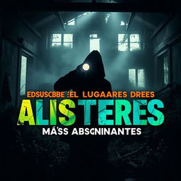 A YouTube thumbnail designed for the theme "¡Descubre el Misterio de los Lugares Abandonados Más Fascinantes!" featuring an eye-catching and dramatic composition