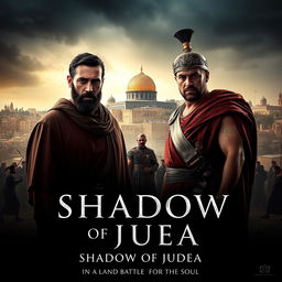 A dramatic movie poster for 'Shadow of Judea', featuring a tense scene set in ancient Jerusalem