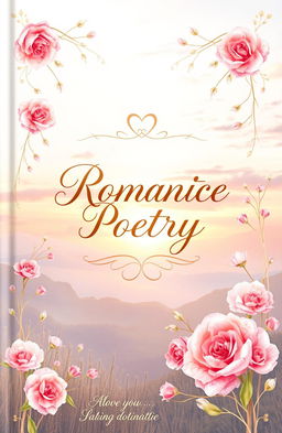 A beautifully illustrated cover for a romantic poetry book, featuring soft pastel colors and delicate floral designs