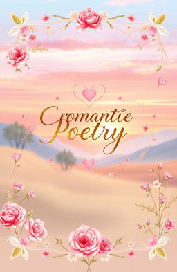 A beautifully illustrated cover for a romantic poetry book, featuring soft pastel colors and delicate floral designs