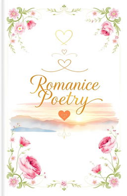 A beautifully illustrated cover for a romantic poetry book, featuring soft pastel colors and delicate floral designs