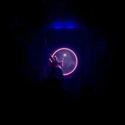 A surreal scene of a person extending their arm through a mirror that acts as a portal