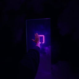 A surreal scene of a person extending their arm through a mirror that acts as a portal