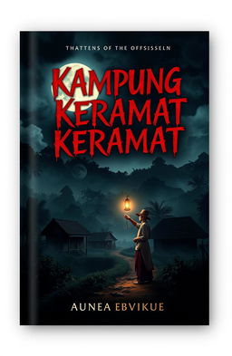 A captivating book cover design for a mystery novel titled 'Kampung Keramat'