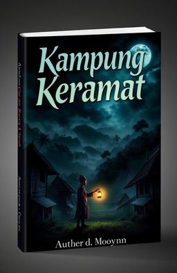A captivating book cover design for a mystery novel titled 'Kampung Keramat'