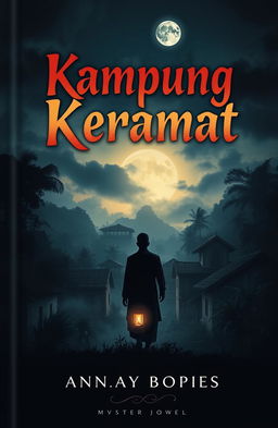 A captivating book cover design for a mystery novel titled 'Kampung Keramat'
