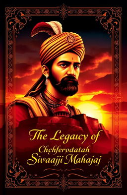 A detailed and engaging cover design for a history book about Chhatrapati Shivaji Maharaj, showcasing his valor and leadership in the Maratha Empire