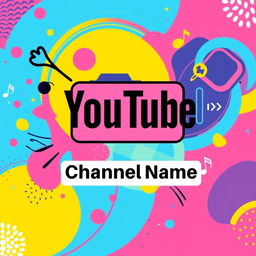 A vibrant and eye-catching YouTube cover photo, featuring a dynamic composition that includes bold typography for channel name