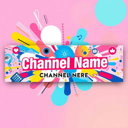 A vibrant and eye-catching YouTube cover photo, featuring a dynamic composition that includes bold typography for channel name