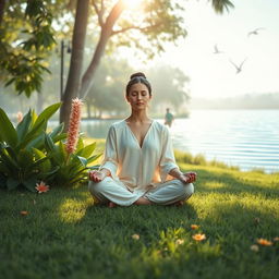 A tranquil and serene thumbnail image depicting a peaceful meditation scene