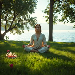 A tranquil and serene thumbnail image depicting a peaceful meditation scene