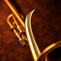 A beautifully detailed close-up of a gleaming trombone, showcasing its intricate valve mechanism and shining brass finish