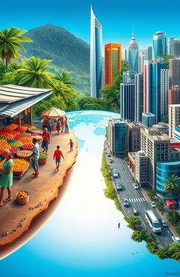 A visually striking poster contrasting a developing country and a developed country
