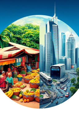 A visually striking poster contrasting a developing country and a developed country