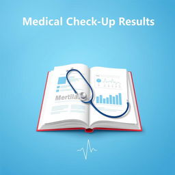 A book cover for a medical check-up results report, featuring a clean and modern design