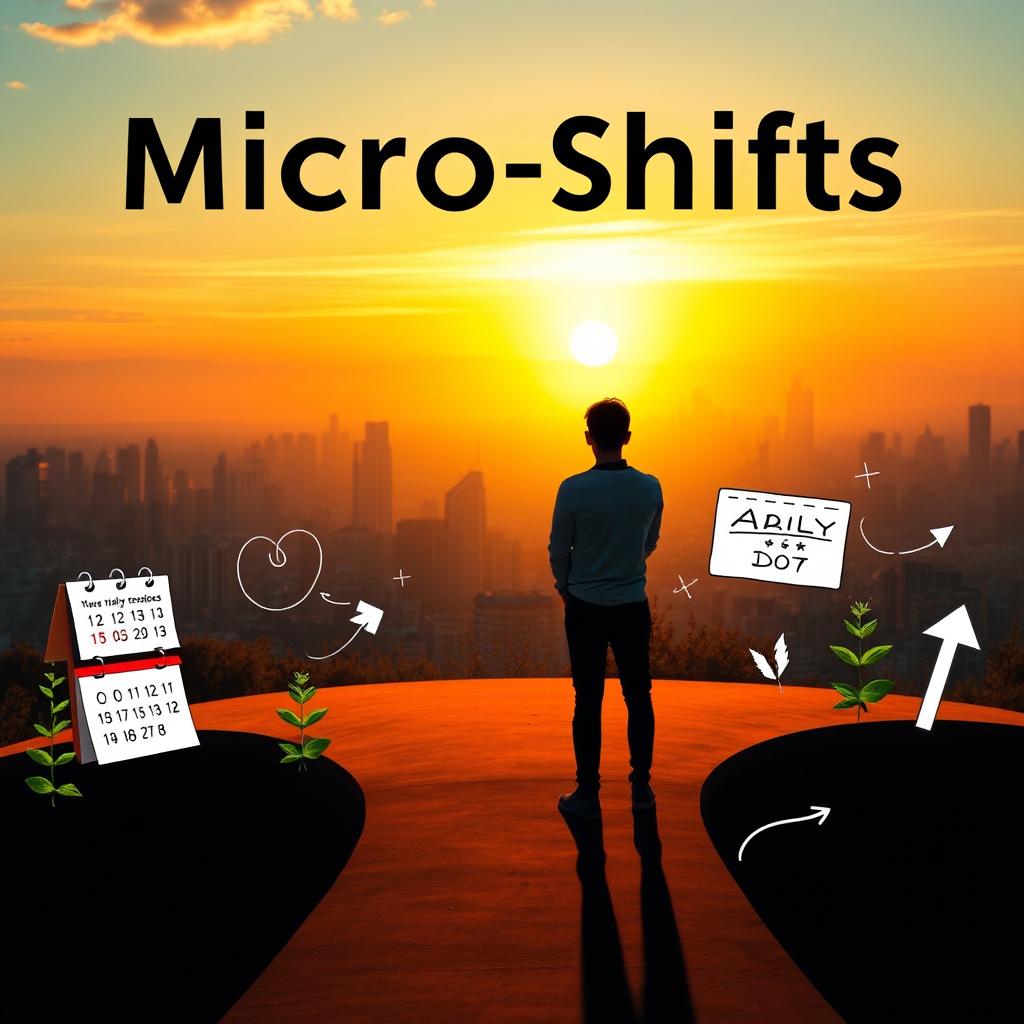 An inspirational scene depicting the concept of micro-shifts in life and work