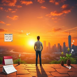 An inspirational scene depicting the concept of micro-shifts in life and work