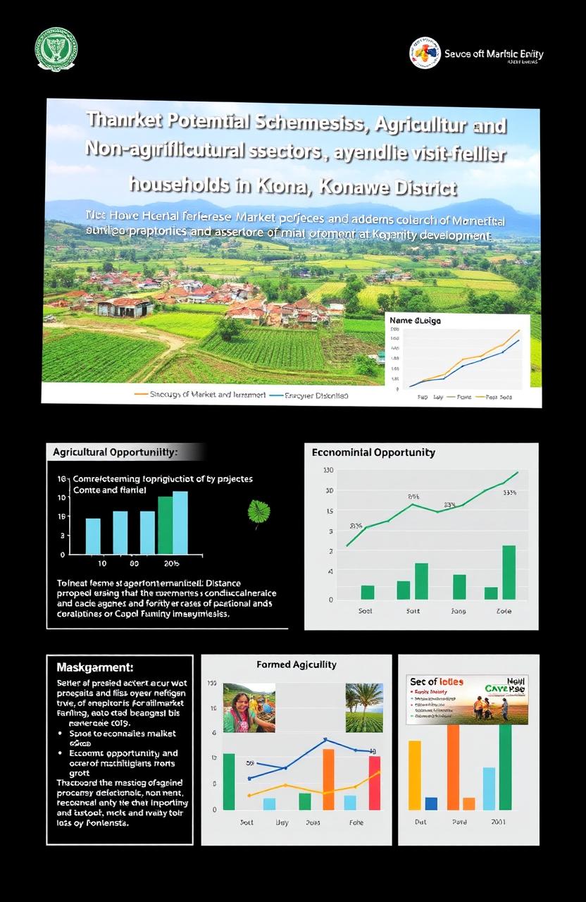 An academic conference presentation slide analyzing the market potential schemes for agricultural and non-agricultural sectors in enhancing the welfare of rural farmer households in Konawe District