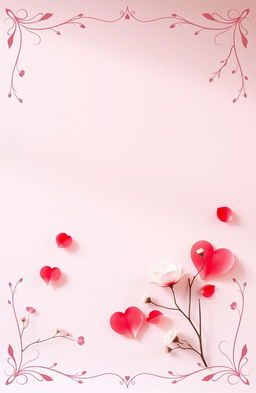 A captivating poster featuring a soft color palette of romantic shades like pinks, reds, and whites to create a tender mood