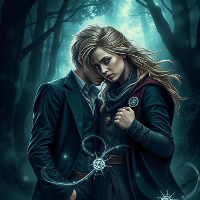 A dramatic and intense fan art of Draco Malfoy and Hermione Granger from Harry Potter, depicting their struggle and connection in a dark and captivating atmosphere