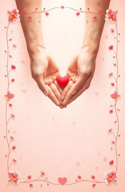 A captivating poster featuring a soft color palette with romantic shades of pinks, reds, and whites, creating a tender mood