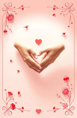 A captivating poster featuring a soft color palette with romantic shades of pinks, reds, and whites, creating a tender mood