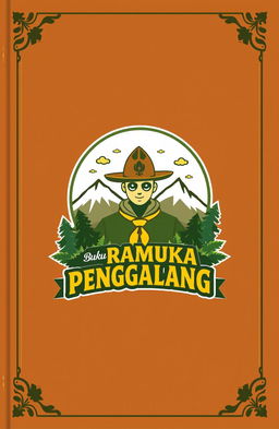 A beautifully designed cover for a brown-themed scout handbook for advanced scouts (Penggalang)