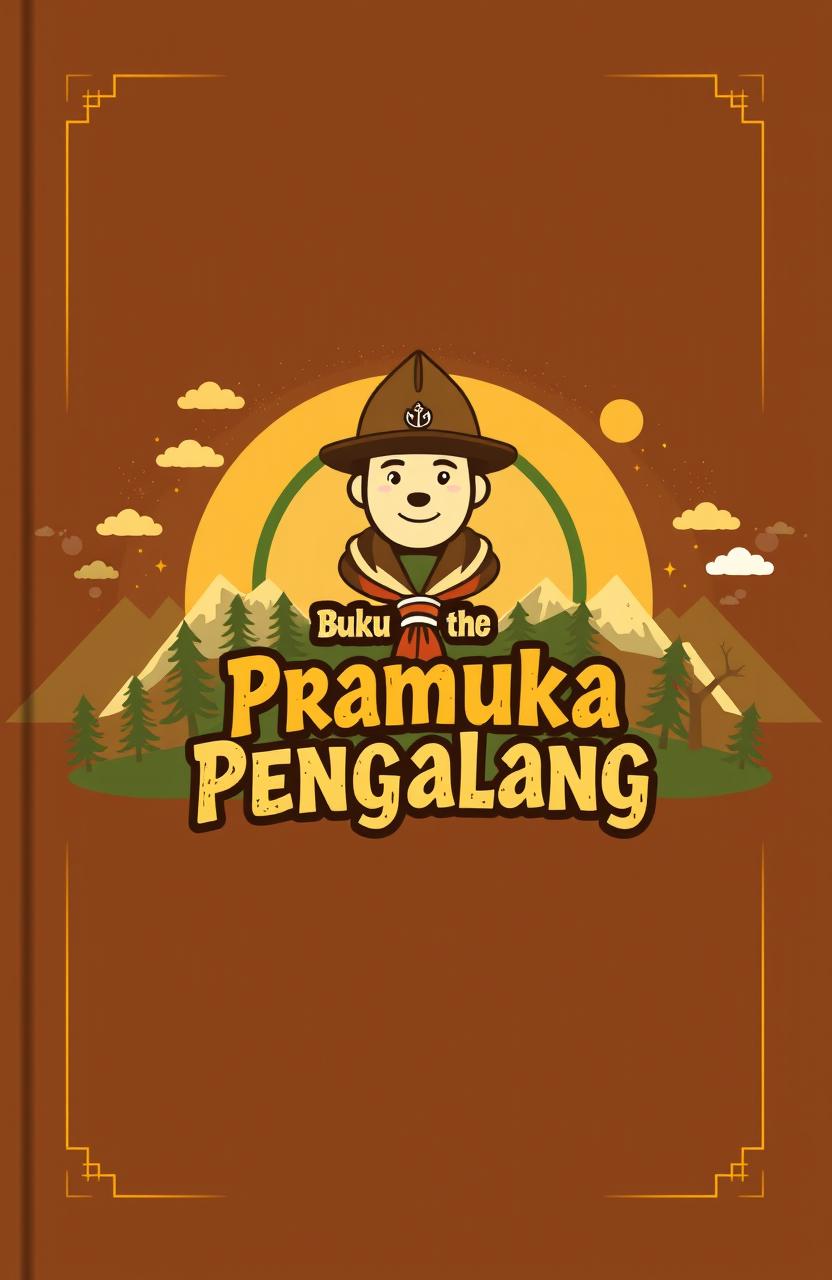 A beautifully designed cover for a brown-themed scout handbook for advanced scouts (Penggalang)